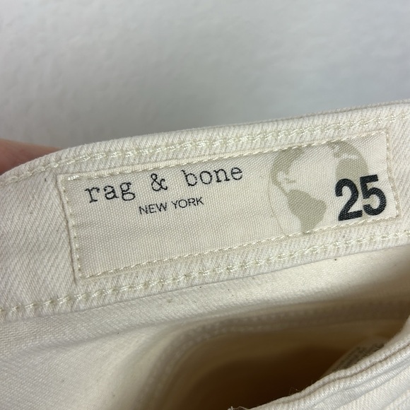 RAG AND BONE HIGH RISE ANKLE CIGARETTE DENIM JEANS IN ECRU 25 - Picture 11 of 12